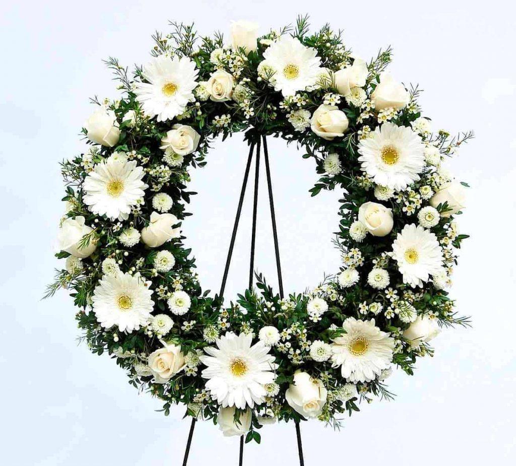 corona funebre verde y blanco camino de paz