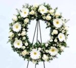 corona funebre verde y blanco camino de paz