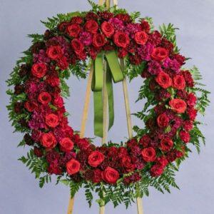 corona fúnebre roja
