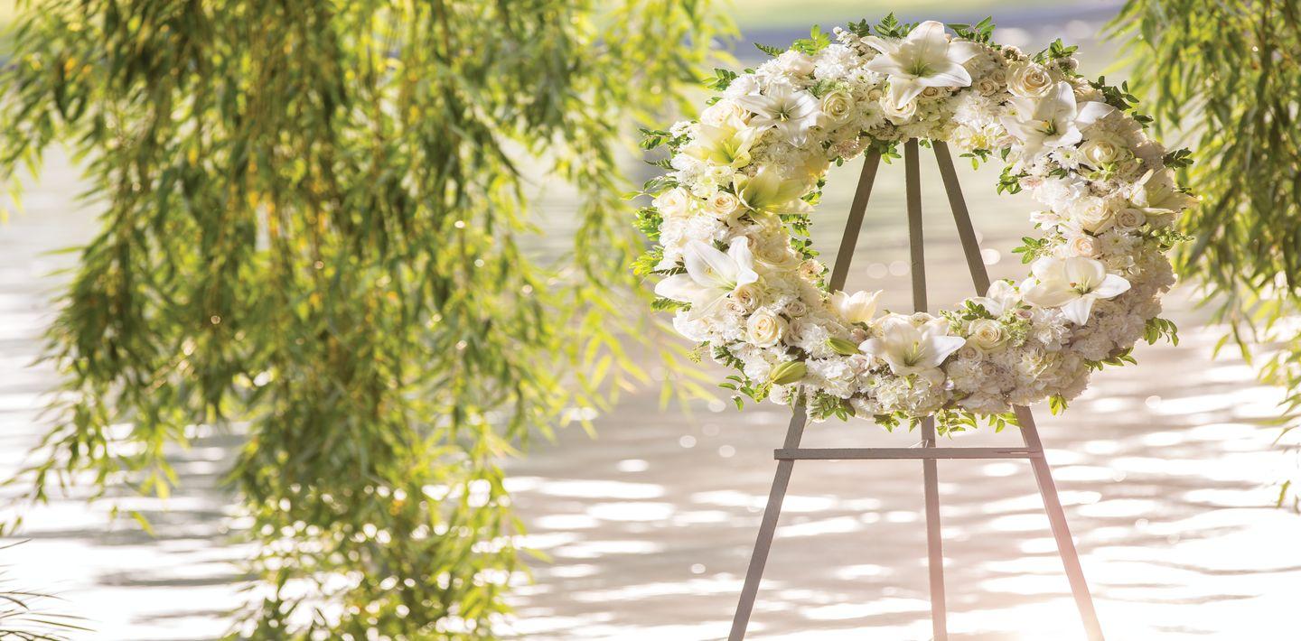 corona funebre blanco