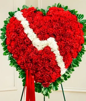 Corona fúnebre corazón partido