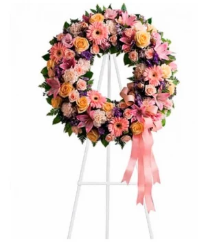 Corona de flores rosa de Liliums