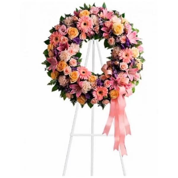 Corona de flores rosa de Liliums