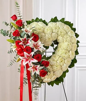 Corona fúnebre corazón de pompones